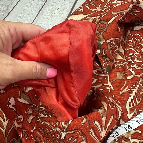 vintage trenz by theresa renz botanical print boxy Jacket sz L silk blend - Picture 9 of 9